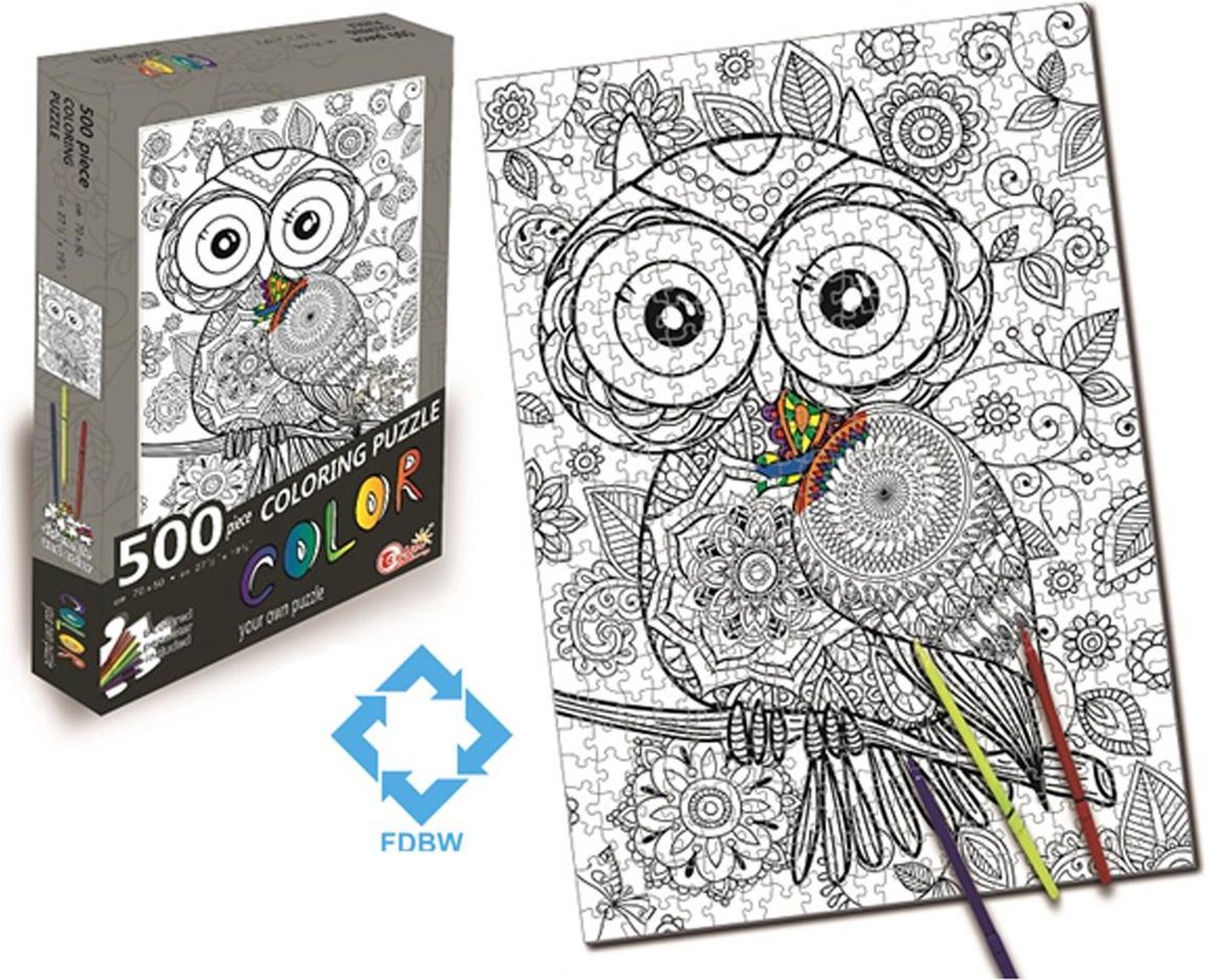 Puzzel Kleuren | Legpuzzel 500 stukjes | Puzzel Kleurplaat | Puzzel Kleuren Volwassenen | Kinderpuzzel Kleuren | Kleurpuzzels voor Volwassenen – Kinderen | Henny Hoot